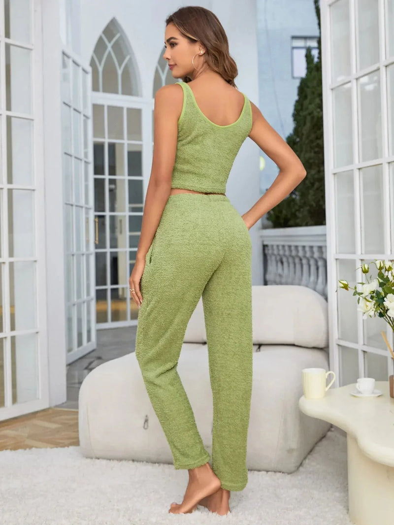 fleece lounge set | open front cardigan set | womens 3 piece sweatsuit | energy saving