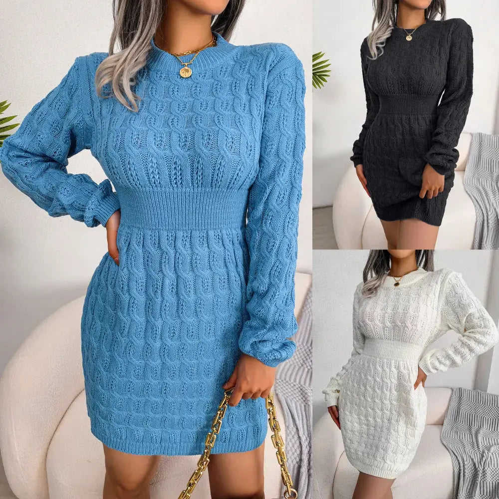 Casual Twisted Waist-cinching Bodycon Dress With A Sweater Dress Base Meifu Market