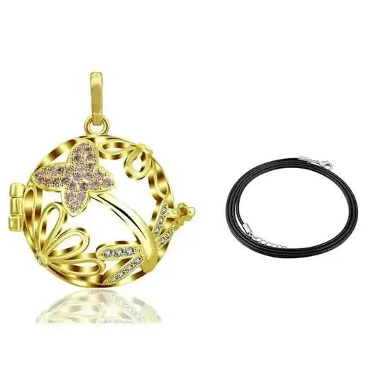 pink crystal locket necklace | 18mm pregnancy bola necklace | adjustable length maternity jewelry | ultrasonic cleaning