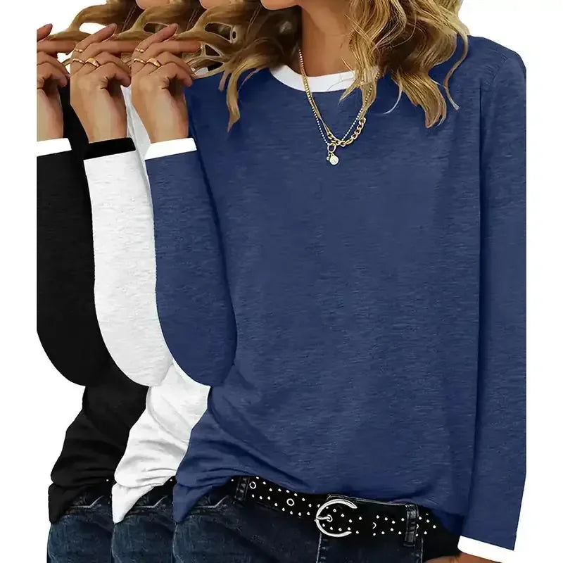 3 Pack Women's Long Sleeve T Shirts, Round Neck Basic Tops Fall Casual Trendy Tees Loose Fit Soft Clothes Outfits Meifu Market