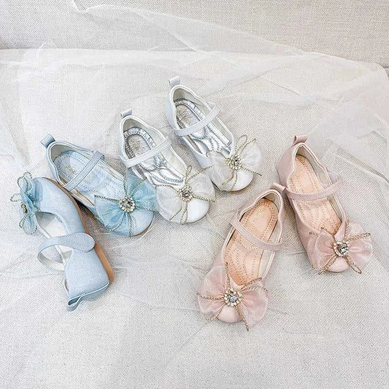 cute bow flat shoes | rhinestone embellished flats | soft sole baby shoes | ultrasonic cleaning