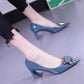 All-match Fashion Patent Leather Women's Shoes Shallow Mouth Pointed Mid Heel Women's Shoes Meifu Market