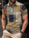 Mens Casual Printed Striped Polo Shirt 2XL - scale comparison view