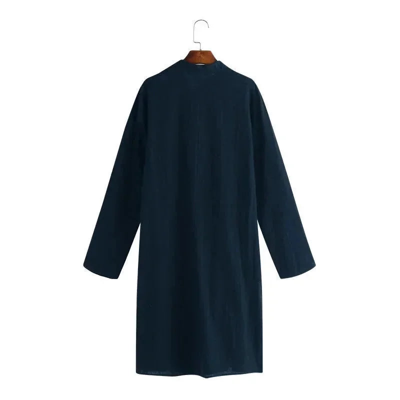 long sleeve cotton robe | lightweight linen thobe | breathable muslim clothing | ultrasonic cleaning