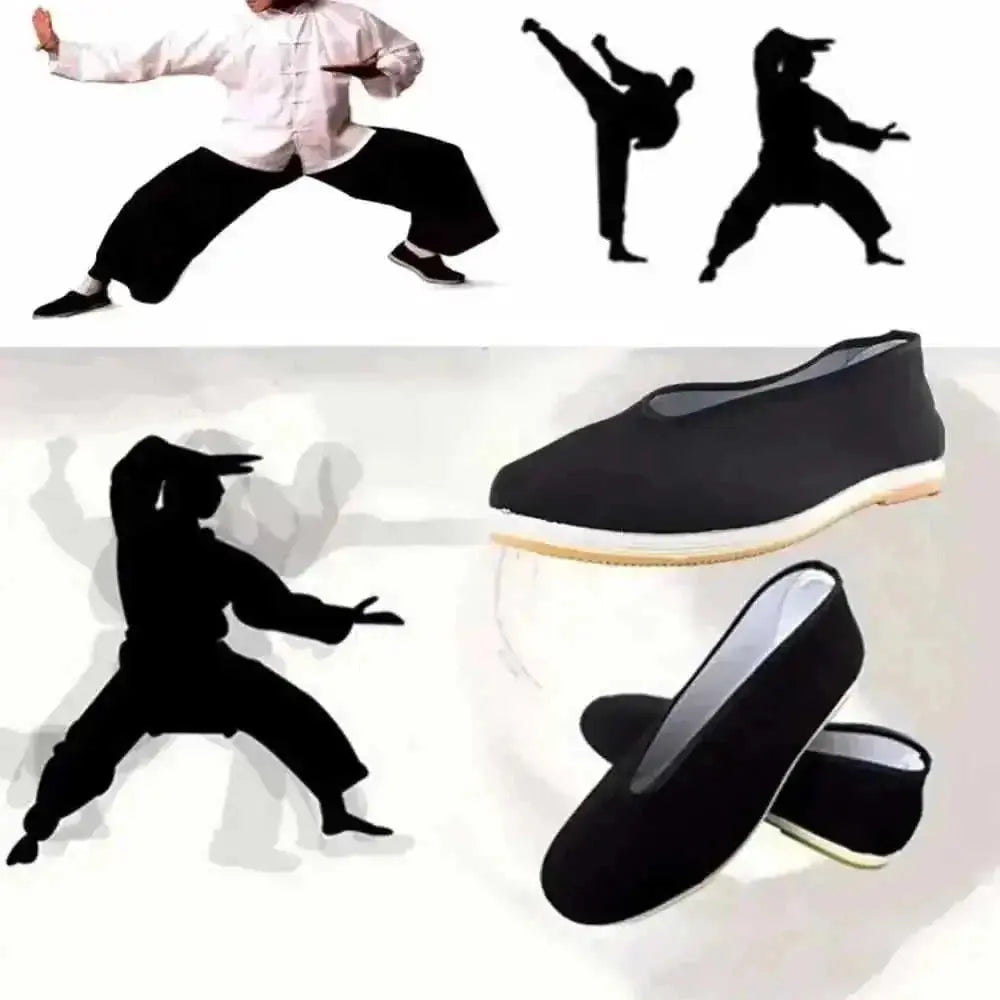 lightweight kung fu training shoes | mens tai chi practice footwear | breathable black cotton shoes | ultrasonic cleaning