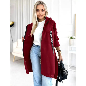 Hooded Sports Brushed Hoody Casual Long-sleeved Zipper Jacket - crz yoga workout long sleeve shirt for women hoodie pullover