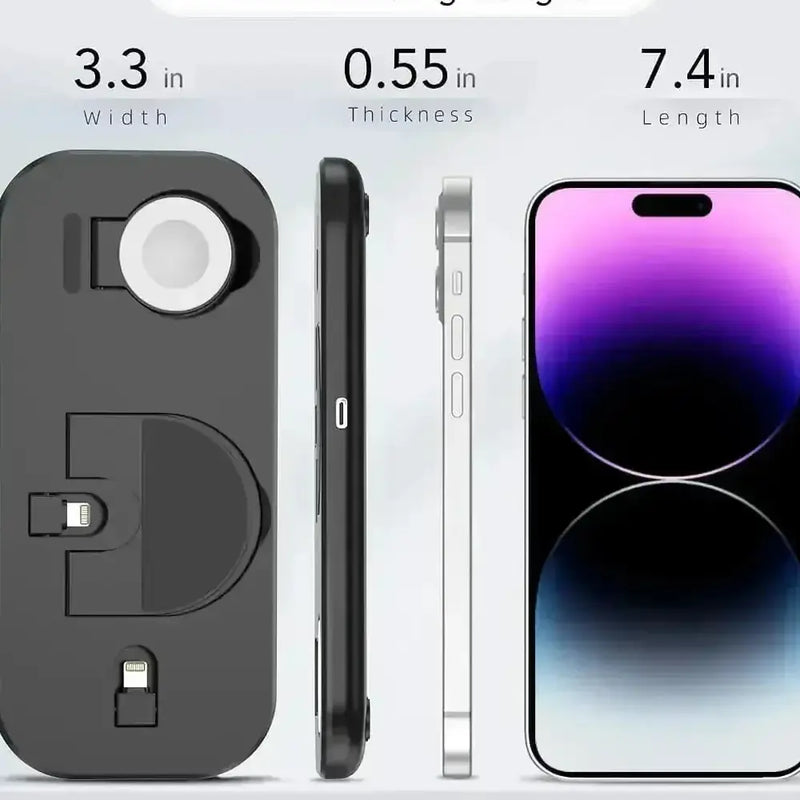 3 in 1 Wireless Charger Pad Stand For iPhone 14 13 12 11 Apple Watch Fast Charging Dock Station for Airpods IWatch Phone Holder - Meifu Market