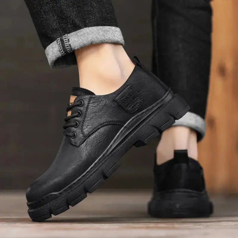 Men's Autumn Black Soft End Business Leather Men's Shoes Outdoor British Meifu Market