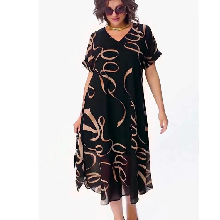plus size western dress | printed short sleeve dress | womens youthful fashion dress | energy saving