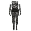Women's Fashion Lace Tube Top High Waist Tight Body Stocking Long Pants Suit 