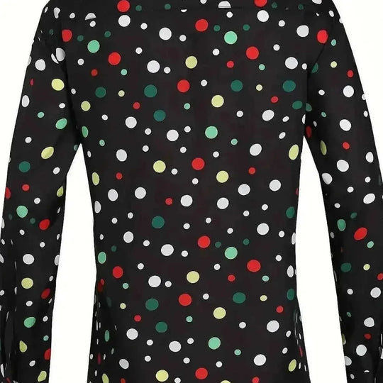A Casual And Versatile Long-sleeved Shirt With Polka Dot Prints For Teenagers And Men - view 7 (material: cotton, leather...