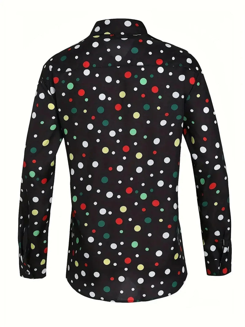 long sleeve polka dot shirt | cotton blend casual shirt | mens button down shirt | ultrasonic cleaning