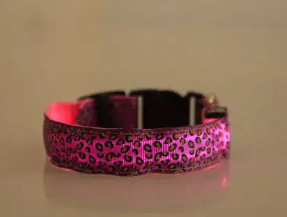 LED Dog Collar Safety Adjustable Nylon Leopard Pet Collar Meifu Market