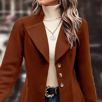Women's Winter Overcoat Lapel Collar Single Breasted Outerwear Long Pea Coat Meifu Market