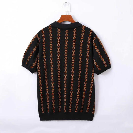 Striped Jacquard Knit Polo – Men's Regular Fit Summer Shirt