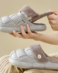 Removable Fluffy Shoes Warm Fuzzy Slippers Waterproof Non-Slip Indoor House Shoes For Women Men