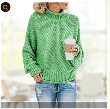 Solid Turtleneck Pullover Sweater Winter Fashion Casual Knitted Long-Sleeved Top Women's Clothing Meifu Market