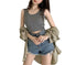 slim fit crop vest | ribbed fabric construction | stretchy cotton blend | energy saving