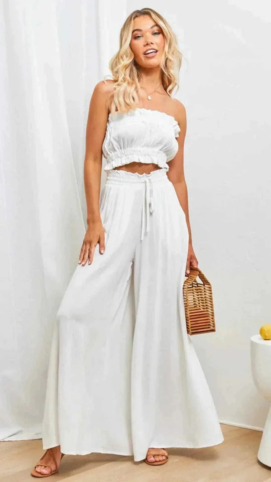 high-waisted wide leg pants | soft cotton blend fabric | elastic waistband sweatpants | energy saving
