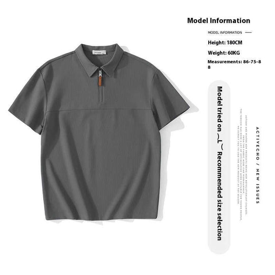 Open-Mesh Waffle Polo Shirt for Men's Relaxed Summer Style