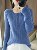 New Cashmere Sweater Women's Round Neck Long Sleeve Oversize