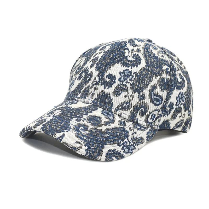 paisley pattern baseball cap | lightweight cotton blend cap | adjustable snapback closure | ultrasonic cleaning