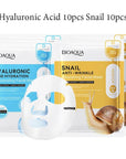 20pcs BIOAQUA Snail Hyaluronic Acid Face Mask skincare Moisturizing Anti Wrinkle Whitening Facial Masks Face Skin Care Products - Meifu Market