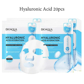 20pcs BIOAQUA Snail Hyaluronic Acid Face Mask skincare Moisturizing Anti Wrinkle Whitening Facial Masks Face Skin Care Products - Meifu Market