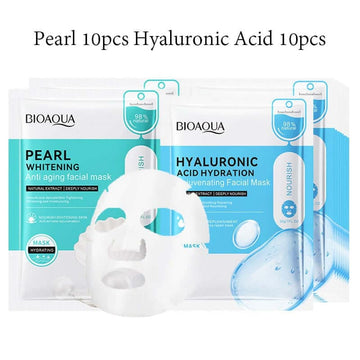 20pcs BIOAQUA Snail Hyaluronic Acid Face Mask skincare Moisturizing Anti Wrinkle Whitening Facial Masks Face Skin Care Products - Meifu Market