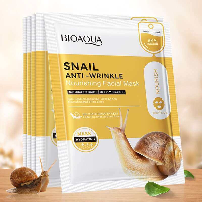 20pcs BIOAQUA Snail Hyaluronic Acid Face Mask skincare Moisturizing Anti Wrinkle Whitening Facial Masks Face Skin Care Products - Meifu Market