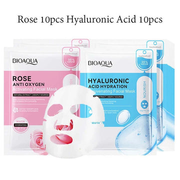 20pcs BIOAQUA Snail Hyaluronic Acid Face Mask skincare Moisturizing Anti Wrinkle Whitening Facial Masks Face Skin Care Products - Meifu Market