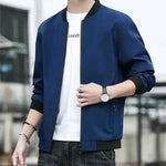 Men's Jacket Spring And Autumn Solid Color Stand Collar Coat