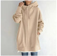Oversized S-5XL Women Loose Hooded Coats Autumn Female Tie Collar Long Sleeve Zipper Up Add Velvet Long Sweatshirt Meifu Market