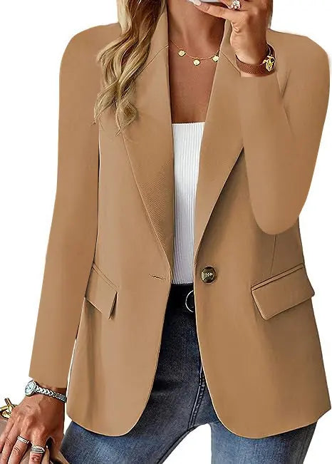 Ins Lapel Button Jacket Fashion Commuter Casual Suit Jacket Women's Long-sleeved Tops Outwear Clothing Meifu Market