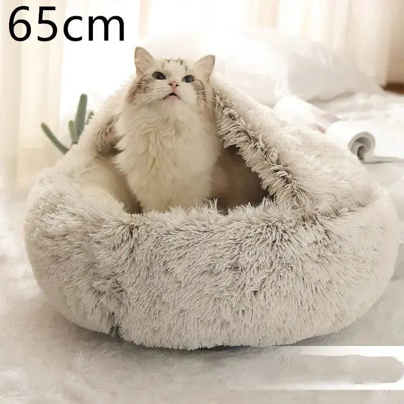 2-in-1 Dog & Cat Bed - Round Plush Warm Winter Pet House Meifu Market