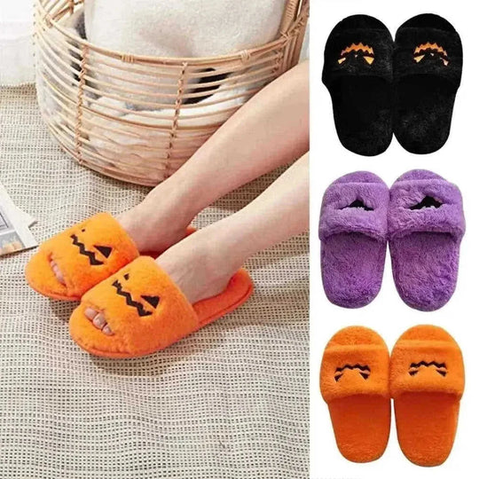 faux fur slippers for women | plush indoor house shoes | halloween costume slippers | energy saving