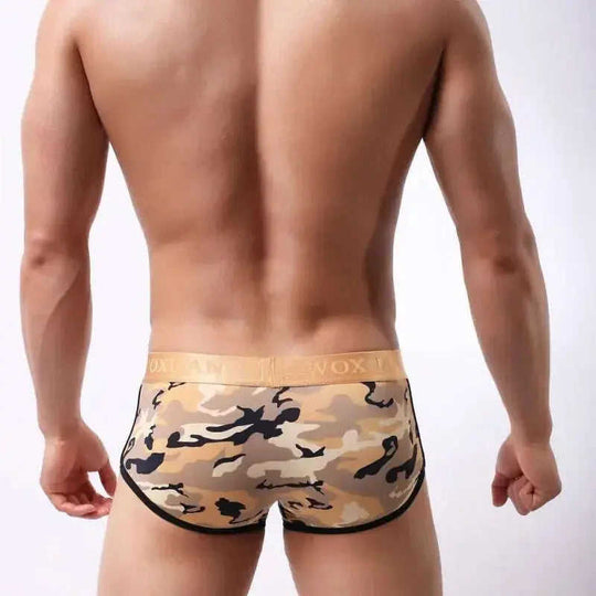 Men's Camouflage Nylon Boxer Briefs High Elastic Low-Rise Meifu Market