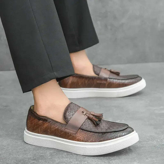 Men's Plus Size Fringed Leather Loafers - Casual Fashion Tassel Shoes Meifu Market