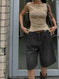retro pleated denim shorts | wide leg denim shorts | straight cut denim shorts | ultrasonic cleaning