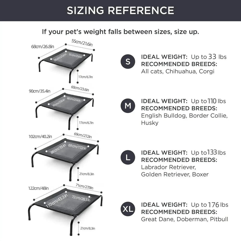 elevated dog bed for camping | heavy-duty aluminum frame dog cot | extra large portable dog bed | ultrasonic cleaning