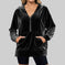 Loose Long Sleeve Zipper Pocket Pleuche Top Women Purple - color variant display