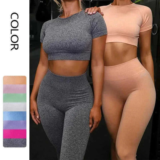 high-waisted yoga leggings | moisture-wicking workout set | seamless fitness apparel | energy saving