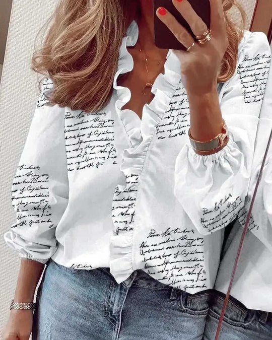 European and American new long-sleeved ruffled shirt Meifu Market