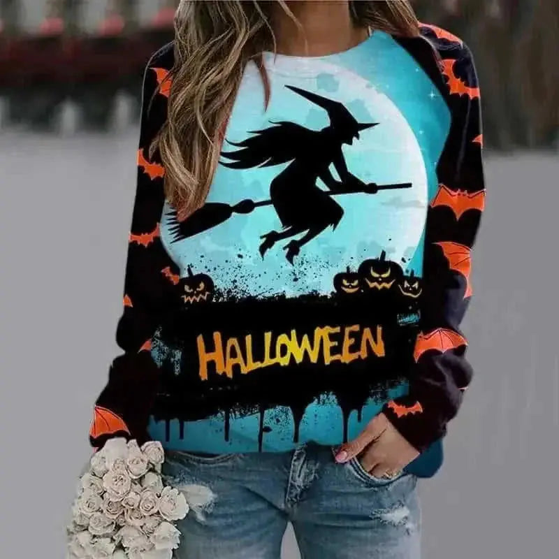 fleece sweatshirt | oversized fit | halloween cartoon print | energy saving