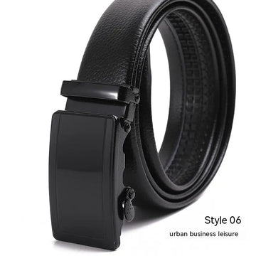 Men's Fashion Automatic Buckle Litchi Pattern Belt meifu market