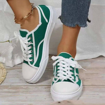 Women's Solid Color Flat Platform Sneakers 