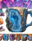 400ml Resin Crystal Coffee Mug - Elegant Mineral Design with Handle - close-up detail (pattern: check)