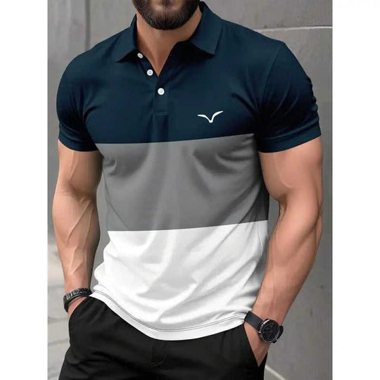 Men's 3D-Printed Short-Sleeve Polo Shirt - Bold Graphic Button-Up Top - Meifu Market