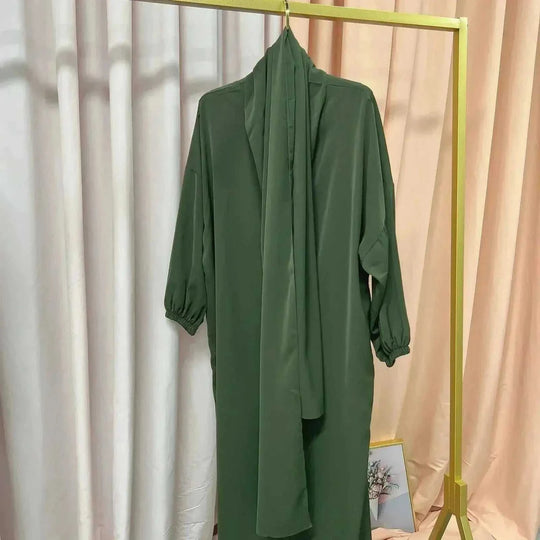 long sleeve abaya dress | plus size modest wear | cotton blend robe dress | energy saving