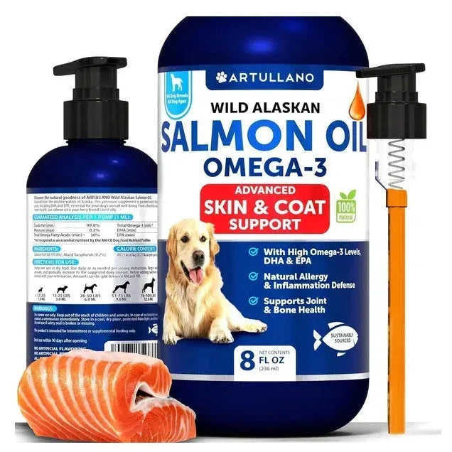 Salmon Oil For Dogs 3 For Dogs 8 FL OZ Wild Alaskan Salmon Fish Oil Meifu Market